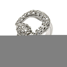 Load image into Gallery viewer, 925 Sterling Silver Ladies Jewelry Open Belt Buckle Cubic Zirconia Stones Ring Width: 15mm