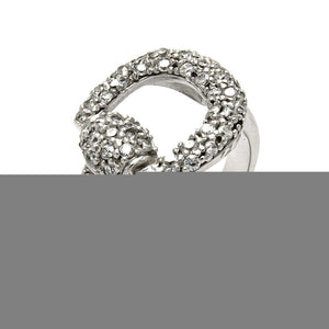 925 Sterling Silver Ladies Jewelry Open Belt Buckle Cubic Zirconia Stones Ring Width: 15mm