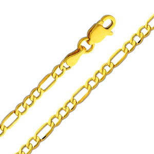 14K Yellow Gold 2.6mm Hollow Figaro 3+1 Chain Necklace with Lobster Claw