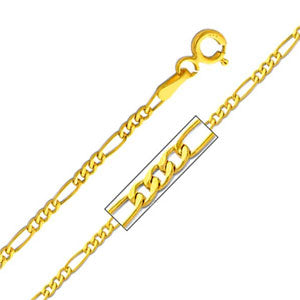 14K Yellow Gold 1.9mm Hollow Figaro 3+1 Chain Necklace with Lobster Claw Clasp