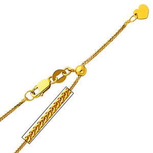 14K Yellow Gold 0.8mm Adjustable Square Wheat Chain Necklace (Length: 20"; Weight: 2.2 Grams approx)