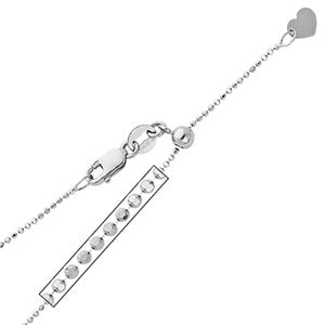 14K White Gold 0.9mm Adjustable Ball Chain Necklace (Length:20