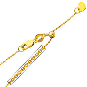 14K Yellow Gold 0.9mm Adjustable Rollo Link Chain Necklace (Length: 20"; Weight: 1.9 Grams approx)