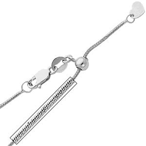 14K White Gold 0.9mm Adjustable Snake Chain Necklace (Length: 20