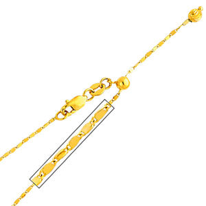 14K Yellow Gold 1.1mm Adjustable Twist Mirror Chain Necklace (Length: 20"; Weight: 2.3 Grams approx)