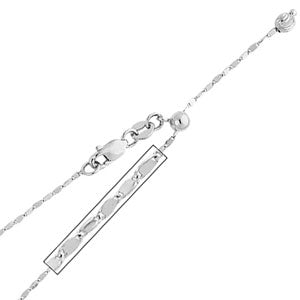 14K White Gold 1.1mm Adjustable Twist Mirror Chain Necklace (Length: 20