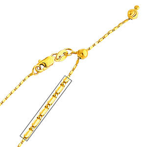 14K Yellow Gold 1mm Adjustable Snail Chain Necklace (Length:20