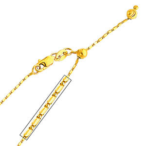14K Yellow Gold 1mm Adjustable Snail Chain Necklace (Length:20"; Weight: 1.7 Grams approx)