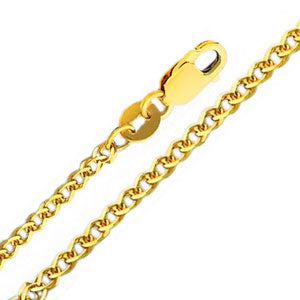14K Yellow Gold 1.7mm Flat Open Wheat Chain Necklace with Lobster Claw Clasp
