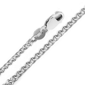 14K White Gold 1.7mm Flat Open Wheat Chain Necklace with Lobster Claw Clasp