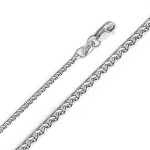 14K White Gold 1.5mm Flat Open Wheat Chain Necklace with Lobster Claw