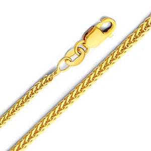 14K Yellow Gold 1.0mm Braided Square Wheat Chain Necklace with Lobster Claw