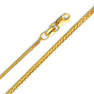 14K Yellow Gold 0.8mm Braided Square Wheat Chain Necklace with Lobster Claw
