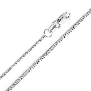 14K White Gold 1.1 mm Braided Wheat Chain Necklace with Lobster Claw