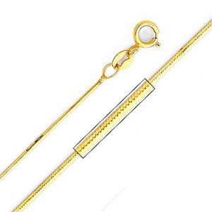 14K Yellow Gold 0.7mm 8 Cut Snake Chain Necklace with Lobster Claw Clasp