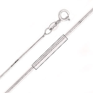 14K White Gold 0.7mm 8 Cut Snake Chain Necklace with Lobster Claw Clasp