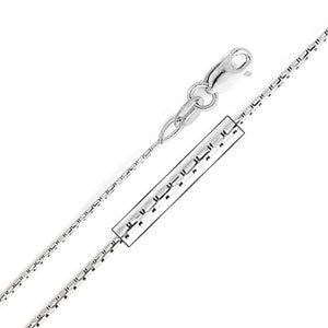 14K White Gold 0.7mm Round Box Chain Necklace with Lobster Claw Clasp