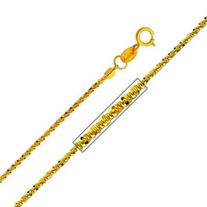 14K Yellow Gold 1.1mm Glitter Chain Necklace with Spring Ring Clasp