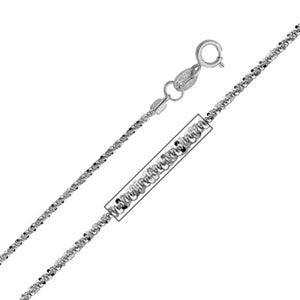 14K White Gold 1.1mm Glitter Chain Necklace with Spring Ring Clasp