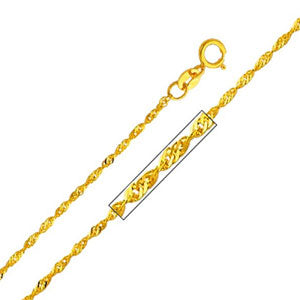 14K Yellow Gold 1.2mm Singapore Chain Necklace with Spring Ring Clasp
