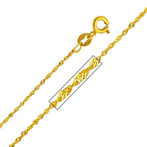 14K Yellow Gold 0.9mm Singapore Chain Necklace with Spring Ring Clasp