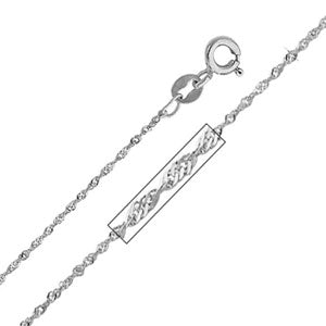 14K White Gold 0.9mm Singapore Chain Necklace with Spring Ring Clasp