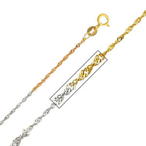 14K Tri-Color Gold 1.2mm Singapore Necklace Chain with Spring Ring Clasp
