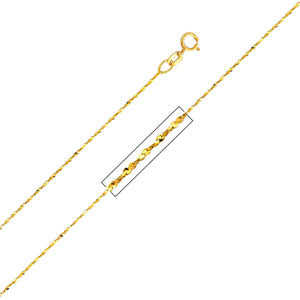 14K Yellow Gold 0.9mm Twist Serpentine Chain Necklace with Spring Ring Clasp