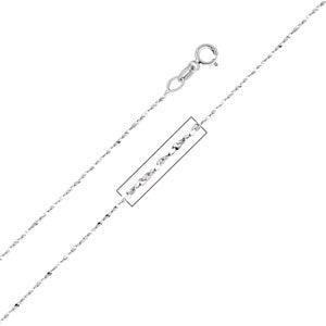 14K White White Gold 0.9mm Twist Serpentine Chain Necklace with Spring Ring Clasp