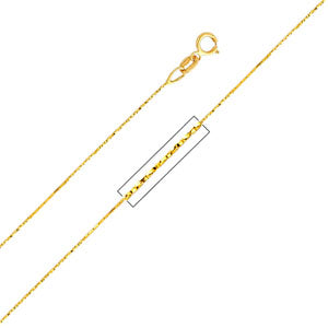 14K Yellow Gold 0.6mm Cobra Chain Necklace with Spring Ring Clasp
