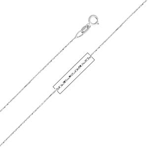 14K White Gold 0.6mm Cobra Chain Necklace with Spring Ring Clasp