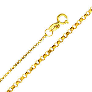 14K Yellow Gold 1.2mm Classic Rollo Cable Chain Necklace with Spring Ring Clasp