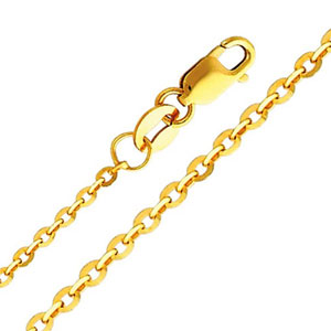 14K Yellow Gold 1.6mm Side Diamond Cut Rolo Cable Chain Necklace with Lobster Claw Clasp