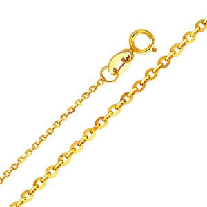 14K Yellow Gold 1.2mm Side Diamond Cut Rolo Cable Chain Necklace with Spring Ring Clasp