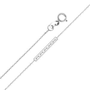 14K White Gold 0.6mm Oval Angle Cut Rolo Cable Chain Necklace with Spring Ring Clasp