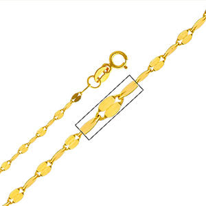 14K Yellow Gold 2.0mm Twisted Mirror Chain Necklace with Spring;