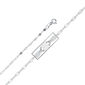 14K White Gold 2.0mm Twisted Mirror Chain Necklace with Spring Ring Clasp