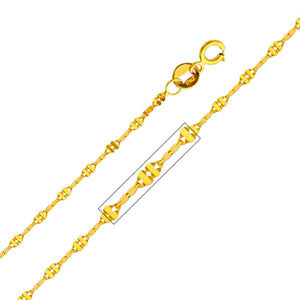 14K Yellow Gold 1.7mm Twisted Mirror Chain Necklace with Spring Ring Clasp