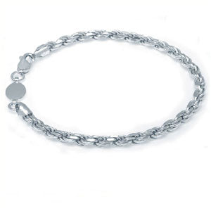 .925 Sterling Silver Rope Bracelet (8