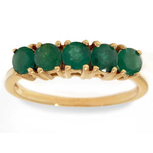 18k Yellow Gold Emerald Wedding Anniversary Gemstone Birthstone Ring 1.25 ctw