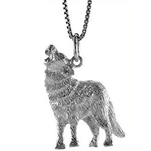 Sterling Silver "Wolf" Pendant with Chain (18")