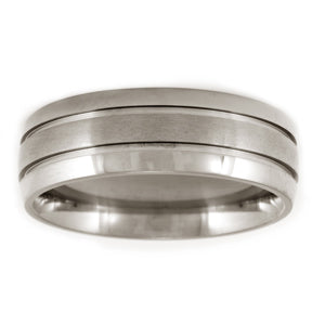 Men's Aircraft Grade Titanium Striped Comfort-Fit Wedding Band (8.00 mm)