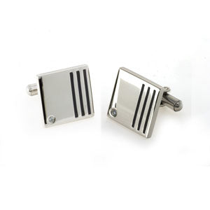 Stainless Steel Enamel Square-Shaped Men's Cuff Links
