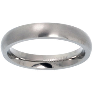 Titanium 4 mm (3/16") Comfort Fit Domed Satin Finish Wedding Ring / Band