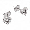 925 Sterling Silver Pave Cubic Zirconia Heart Post Earrings