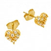 925 Sterling Silver Gold Plated Pave Cubic Zirconia Heart Post Earrings