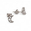 925 Sterling Silver Pave Cubic Zirconia Moon Post Earrings