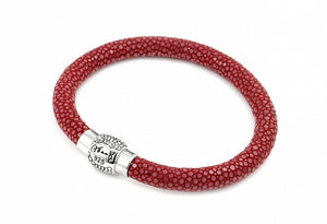 .925 Sterling Silver Nickel Free Red Stingray Leather Bracelet