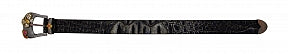 STERLING SILVER BLACK LEATHER BUCKLE BRACELET WITH COPPER BRASS AND SIGNITY CUBIC ZIRCONIA 9 Inch