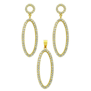 925 Sterling Silver Nickel Free Gold Plated Set: Oval Shaped Outline